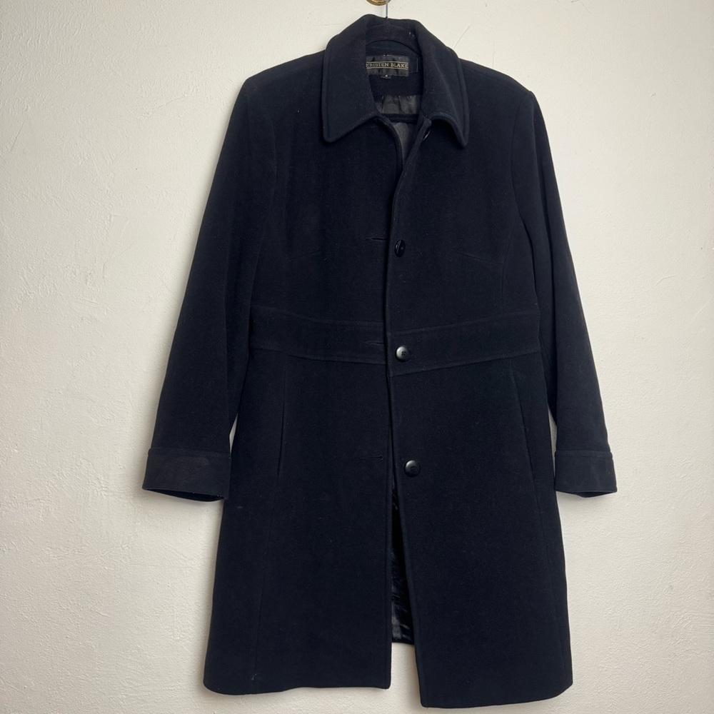 Kristen Blake Black 3 Button Collar Pea Coat